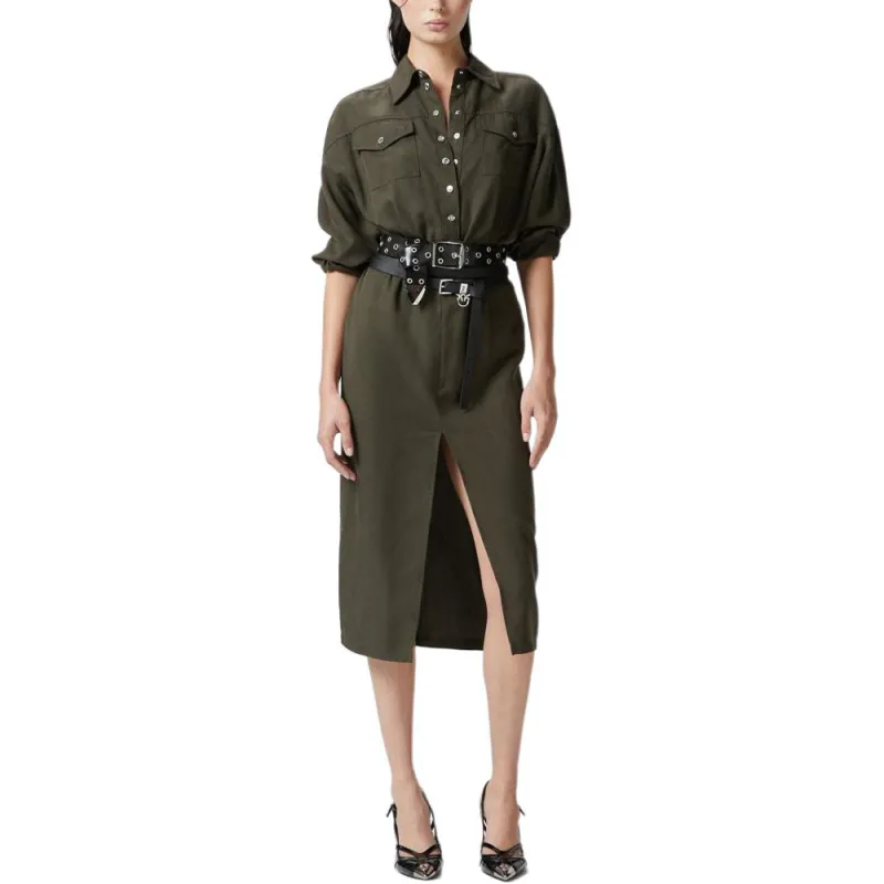 PINKO Utility Style Belted Shirt Dress-2