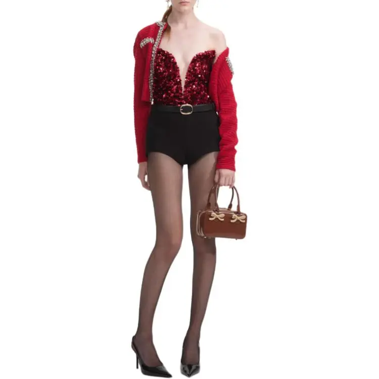 Self portrait 3D Sequin Top-1
