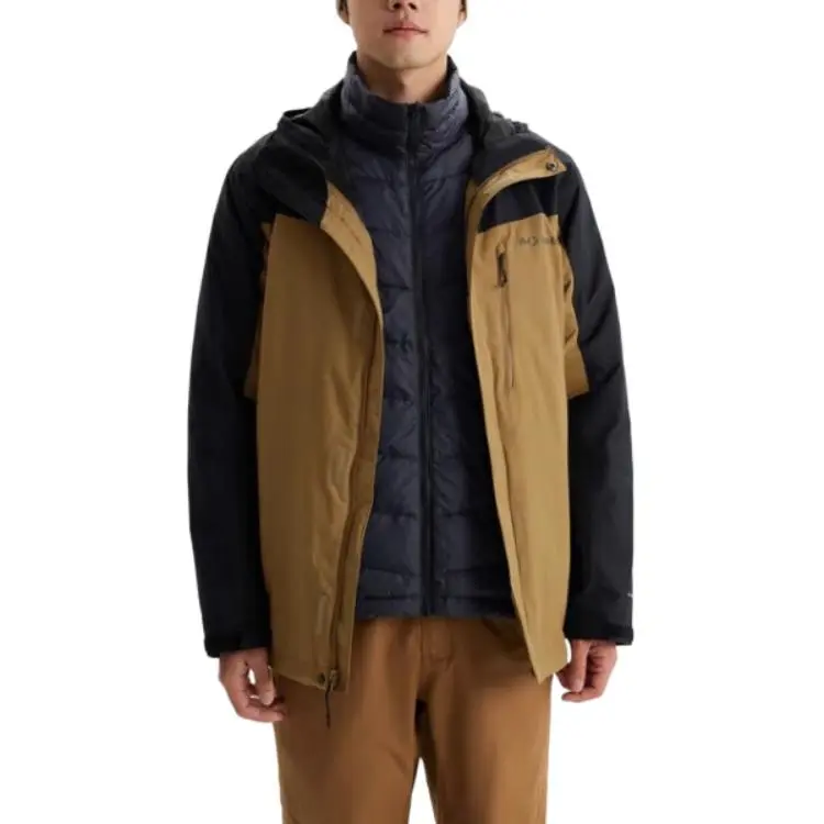 Columbia Water Resistant Warm Heat Reflective Windbreaker Jacket Men's Brown Black-2
