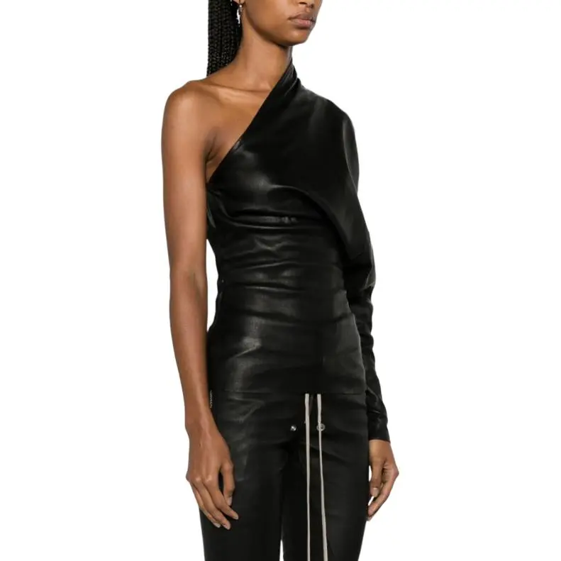 RICK OWENS Asymmetric One Sleeve Top-3