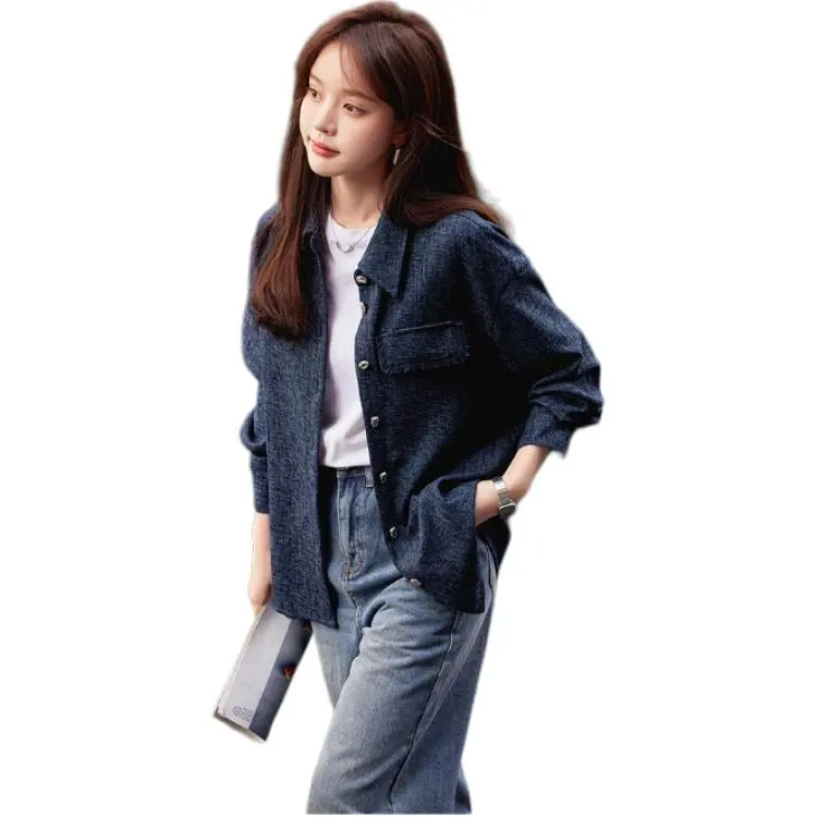 Mo Han Yi Mei Shirt Women's Navy Blue-3
