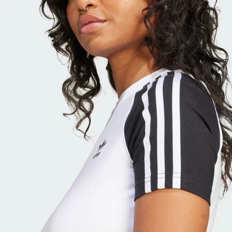 Adidas Originals Women's Adicolor 3 Stripes Raglan Slim T Shirt White/Black-4