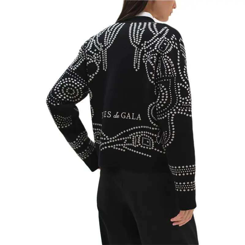 HERMES Cashmere Sweater Women's Blue Black-1