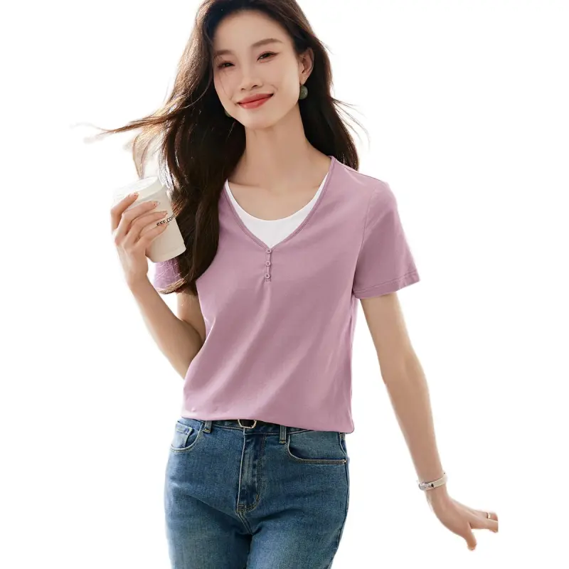 Mo Han Yi Mei Regular T Shirt Women's Pink-2