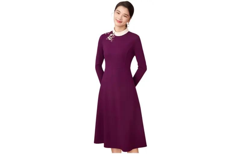 BBLLUUEE Long Sleeved Dress Women's Begonia Purple-1