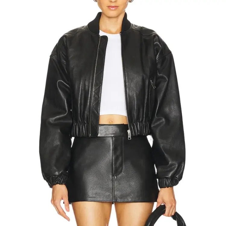 GRLFRND Leather Jacket Women's Black-3