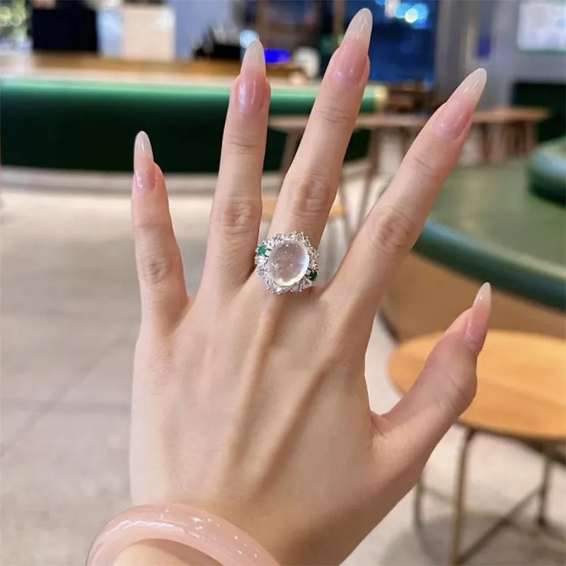 JUNWEN Chalcedony Rings Women's-7