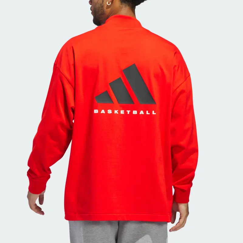 Adidas BASKETBALL FW24 LONG SLEEVE T Shirt Unisex Red-4
