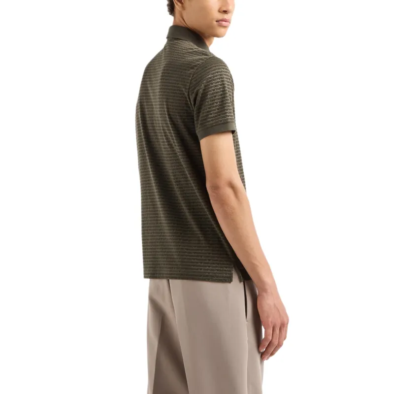 EMPORIO ARMANI Lyocell blend Jersey Polo Shirt With Flocked Lettering All Over-2