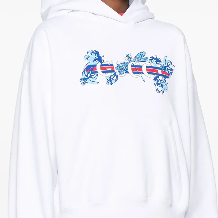 GUCCI Drop Shoulder Logo Printed Hoodie-4