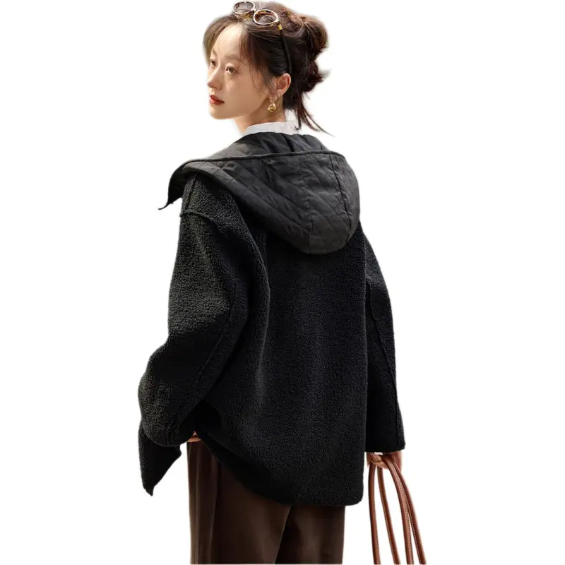 Mo Han Yi Mei Velvet feel Coat Women's Black-3