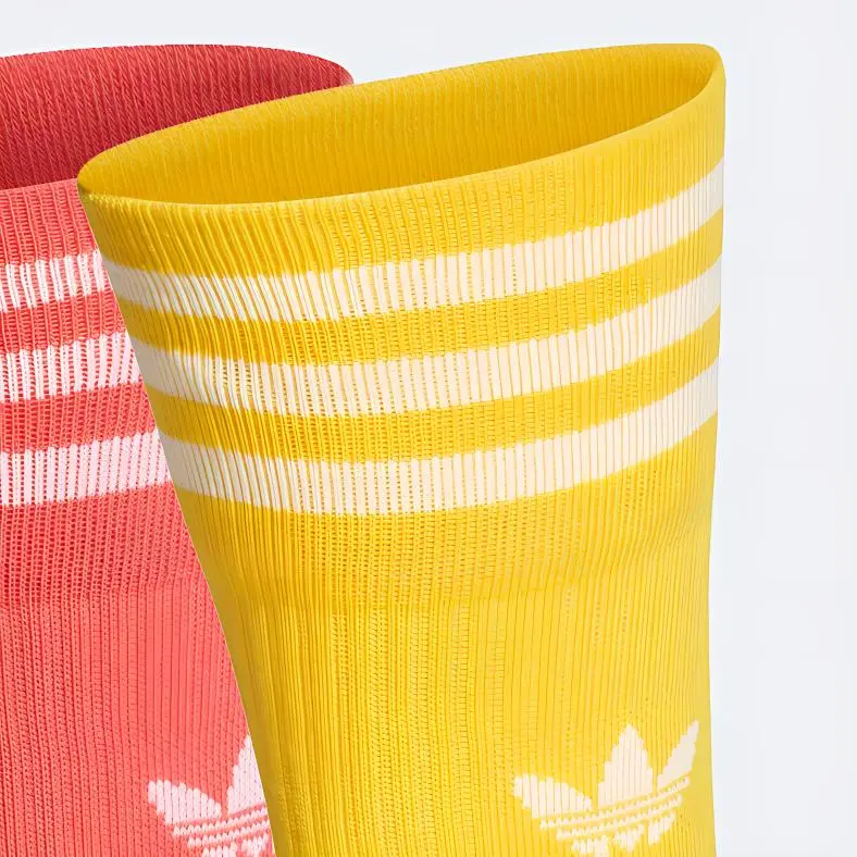 Adidas Mid Calf Socks Unisex 1 Set Of 3 Pack Bright Pink/Neon/Deep Orange/Yellow-2