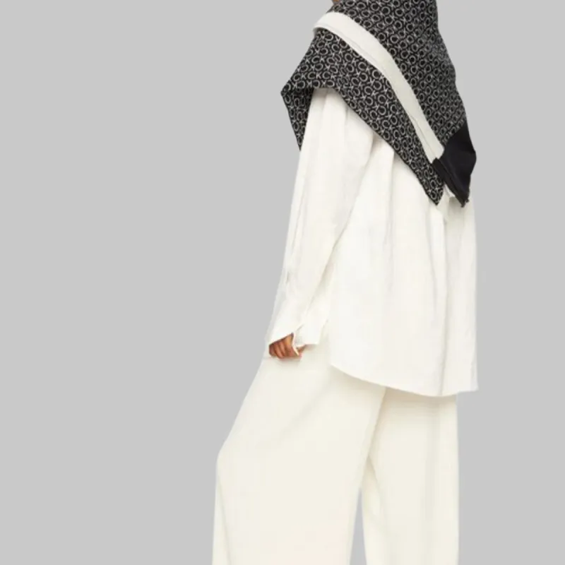 CALVIN KLEIN Cotton Linen Knit Scarves Women's Black-2
