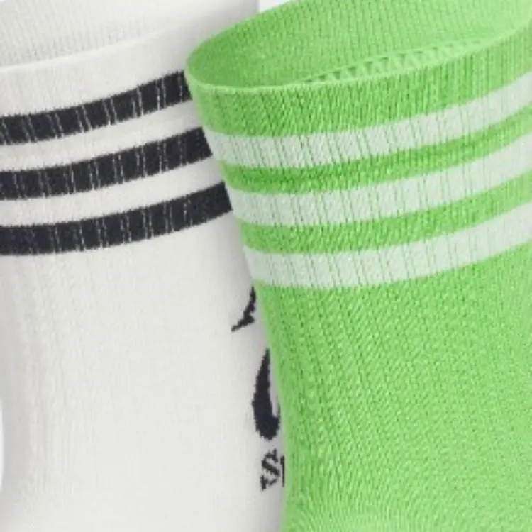 Adidas Mid Calf Socks Unisex 2 Pack White/Green-1