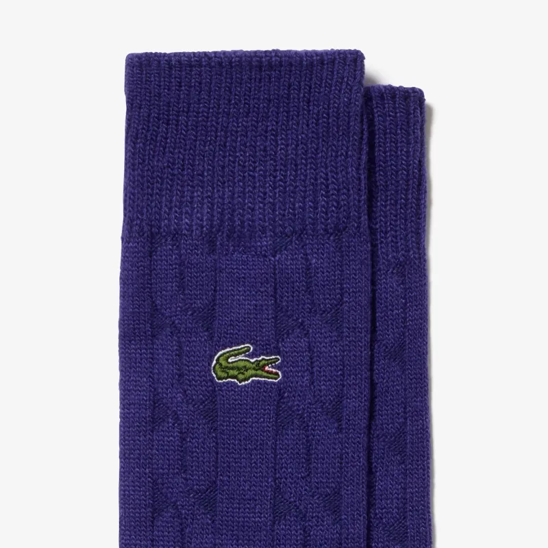 LACOSTE Mid Calf Socks Men's 1 Pack Purple-2