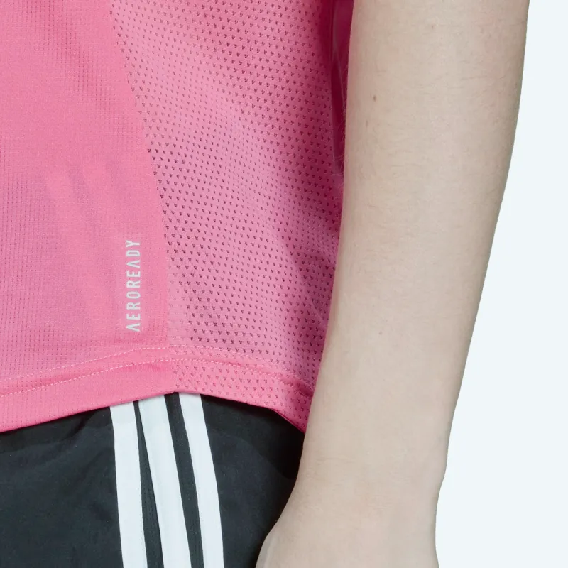 Adidas Set in Sleeve T Shirt Women's Semi Neon Pink-5