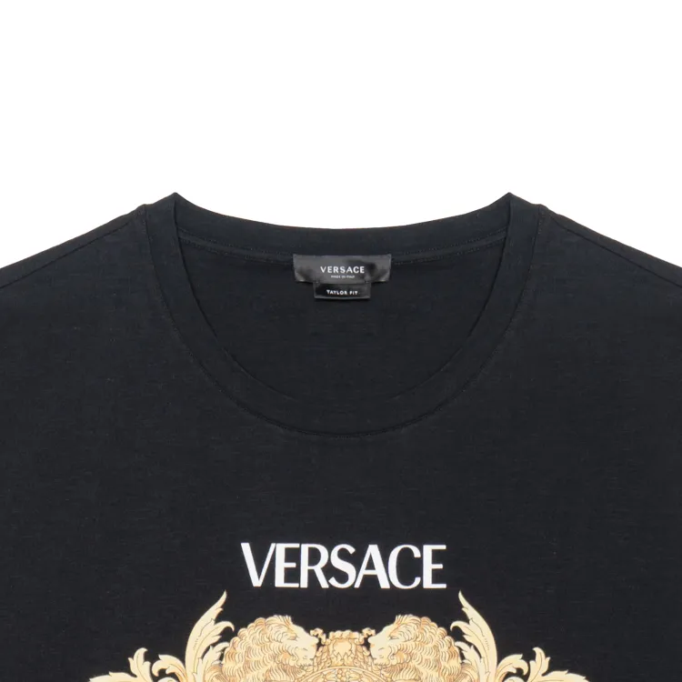 VERSACE Men Baroque Logo Tee Black - POIZON