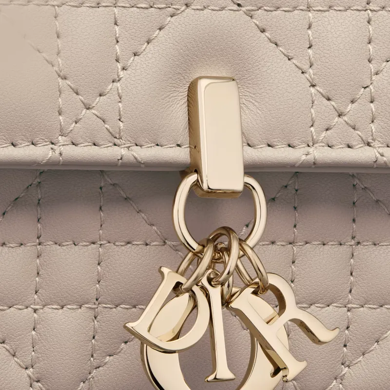 DIOR Lambskin Shoulder Bag, Crossbody Bag Women's Pink Beige-5