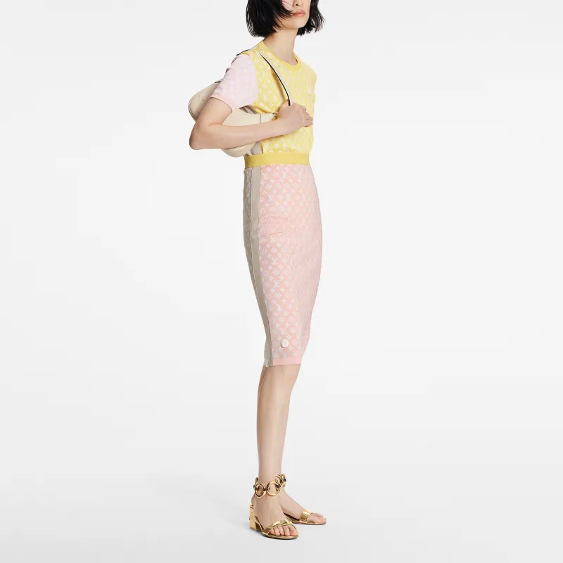 LOUIS VUITTON Pastel Monogram Knit Tube Skirt-3