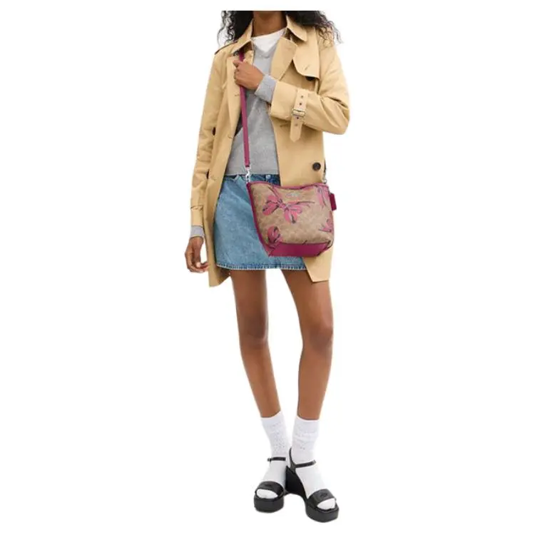 COACH City Coated Canvas Bucket Bag, Shoulder Bag Trumpets Women's Pink Butterfly-3