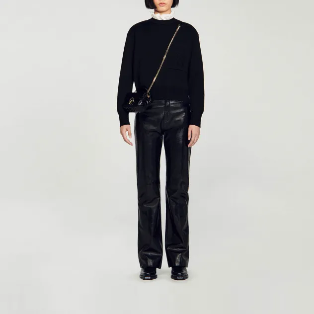 Sandro Ruffled collar Long sleeve Knitted Top-2