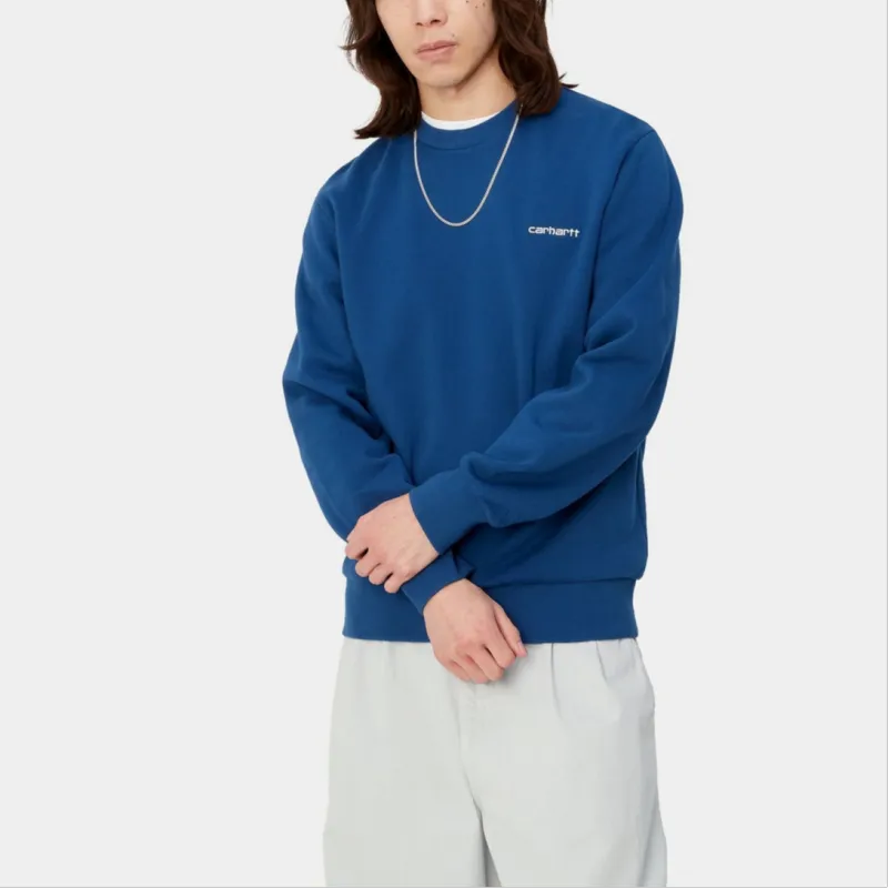 Carhartt WIP Script Embroidery Sweatshirt Men's Blue-3