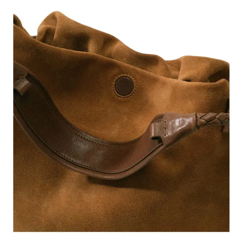 Songmont Split Cow Leather Suede Crossbody Bag, Shoulder Bag Medium Size Unisex Sand Dusk Brown-8