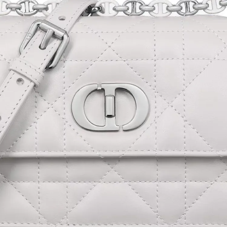 DIOR Miss Caro Lambskin Crossbody Bag, Shoulder Bag Mini Women's White-5