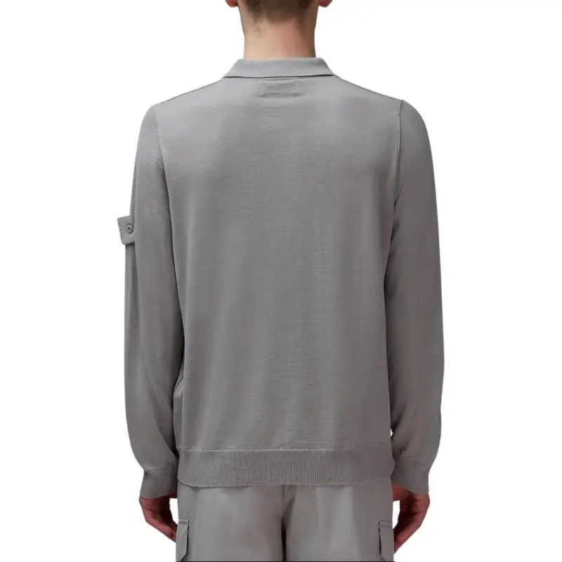 STONE ISLAND Logo Patch Long Sleeved Polo Shirt-1