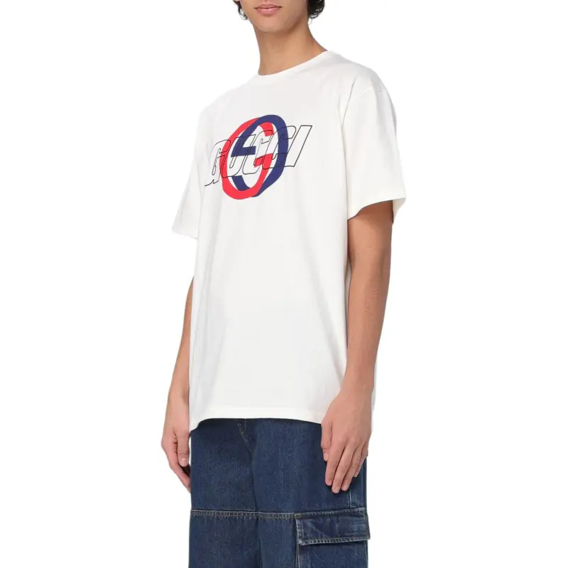 GUCCI Interlocking G Printed Cotton T shirt-3