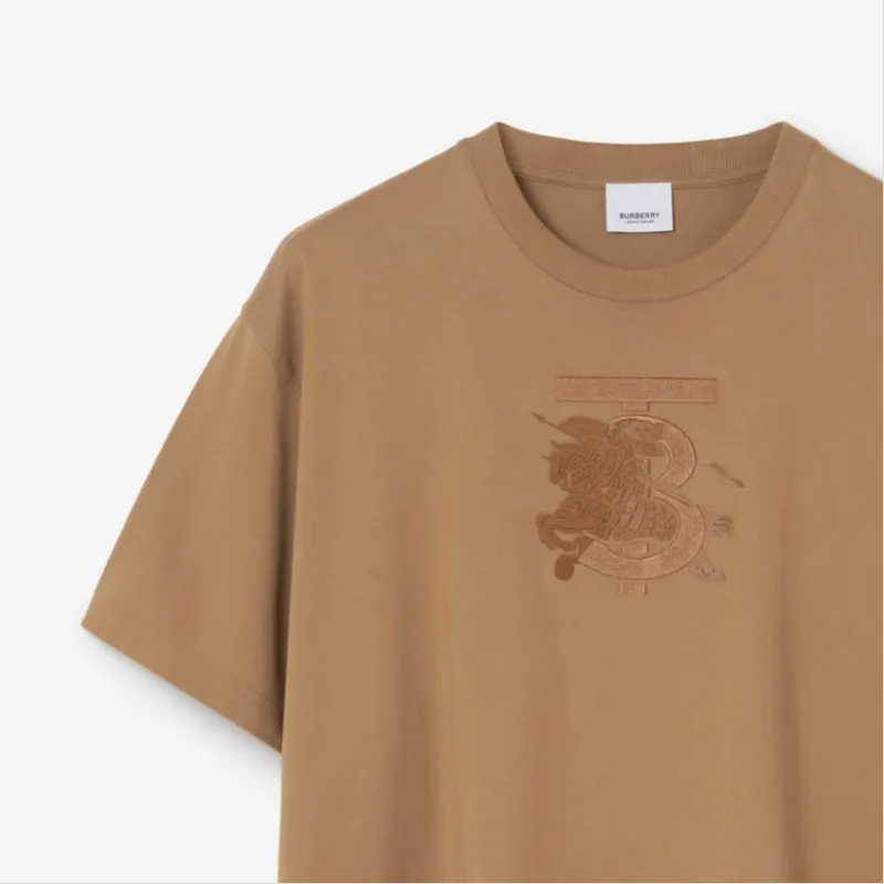Burberry Embroidered Monogram Ekd Cotton T shirt-4