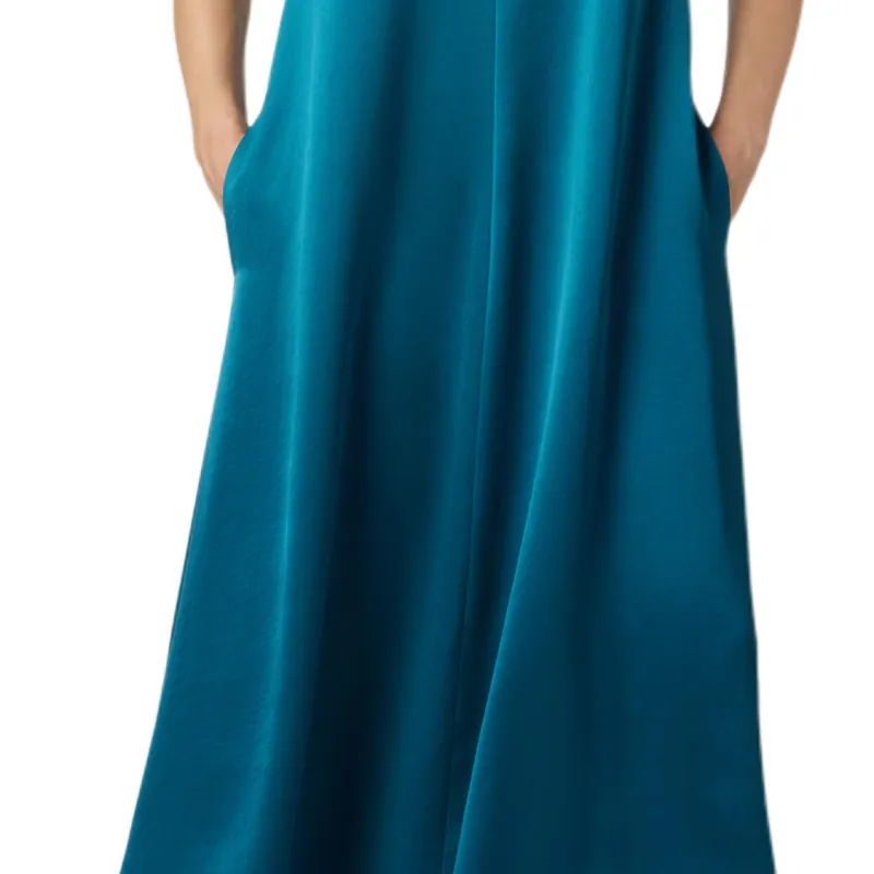 WEEKEND MaxMara Maga Collection Satin T-Shirt Dress Short-Sleeved Dresses Women's Blue-5