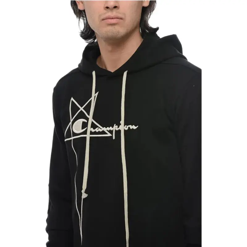 RICK OWENS X Champion Logo Embroidered Drawstring Hooded Bodysuit-4