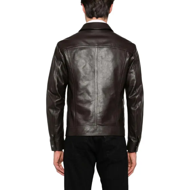 TOM FORD Unlined Grained Texture Leather Jacket-3