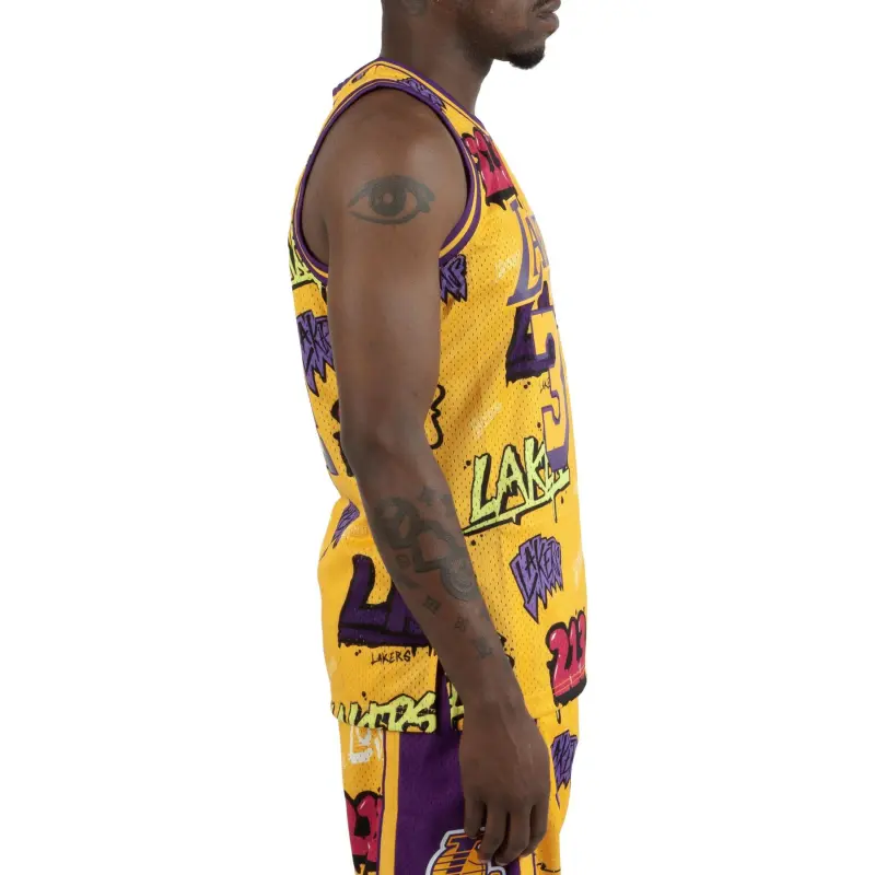 Mitchell Ness 'LA Lakers 1996 Shaquille O'Neal' Slap Sticker Swingman Jersey Vest Top-3