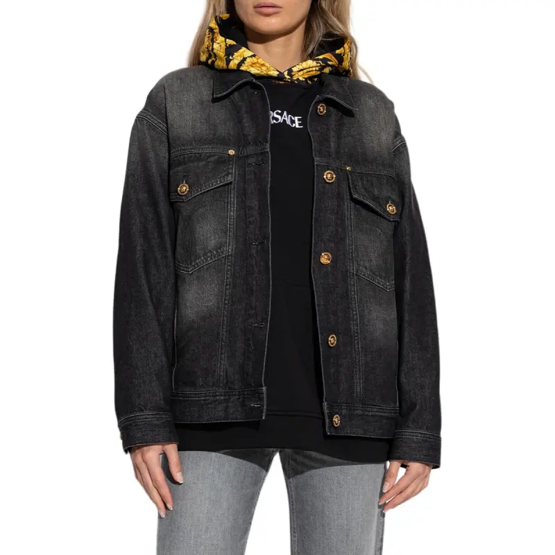 VERSACE Oversized Button Up Denim Jacket-3