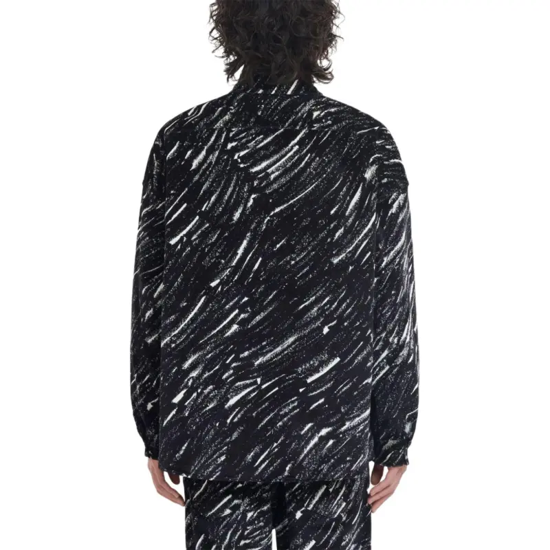 MARNI Crayon Printed Oversized Flocked Denim Shirt-3