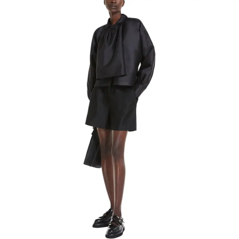 MaxMara Callas Collection Shantung Silk And Cotton Shirt Women's Black-1