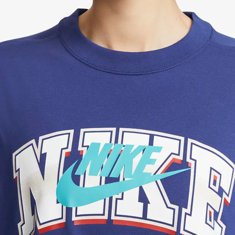 Nike Drop Shoulder Sleeve T Shirt Women's Fitness Blue-3