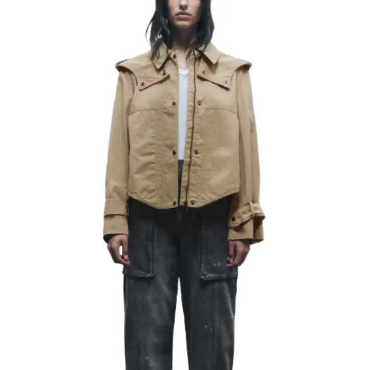 ZARA Parka Coats Women's Light Camel-1