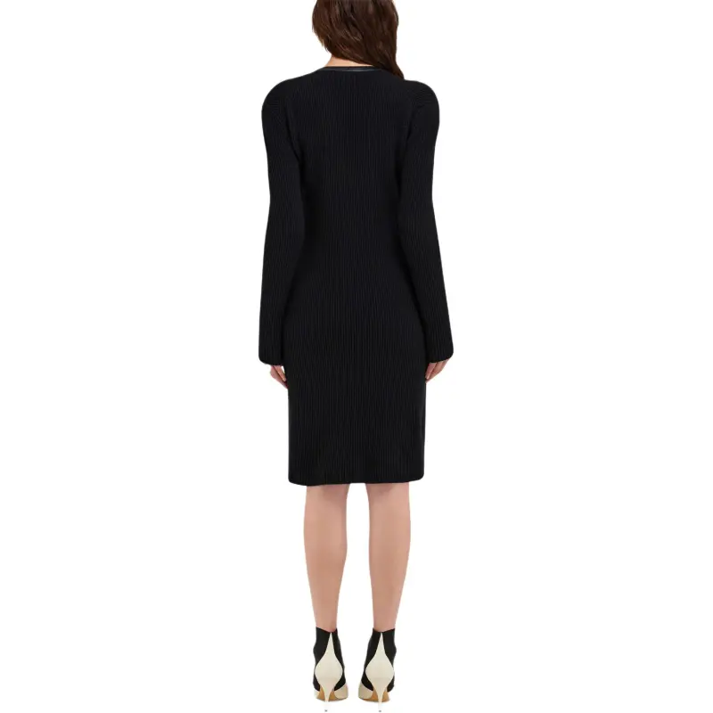 Ferragamo Leather Trim Knitted Dress-2