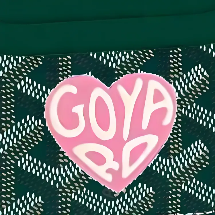 GOYARD Canvas With Calfskin Card Clip Card Holder Unisex Green With Pink And Red Small Heart-3