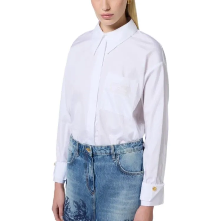 Elisabetta Franchi Logo Embroidered Curved Hem Shirt-3