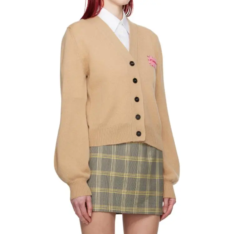 MARNI Cashmere Logo Patch Cardigan 'Buttercream'-3