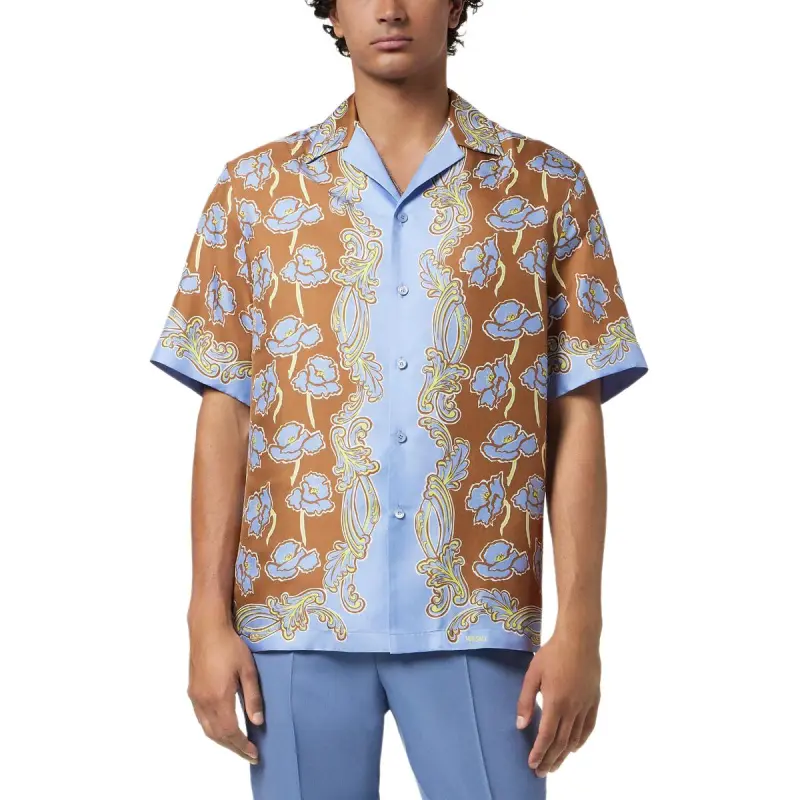 VERSACE Poppies Foulard Silk Shirt-2