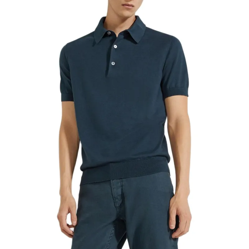 Zegna Polo Shirt Men's Dark Blue Green-1