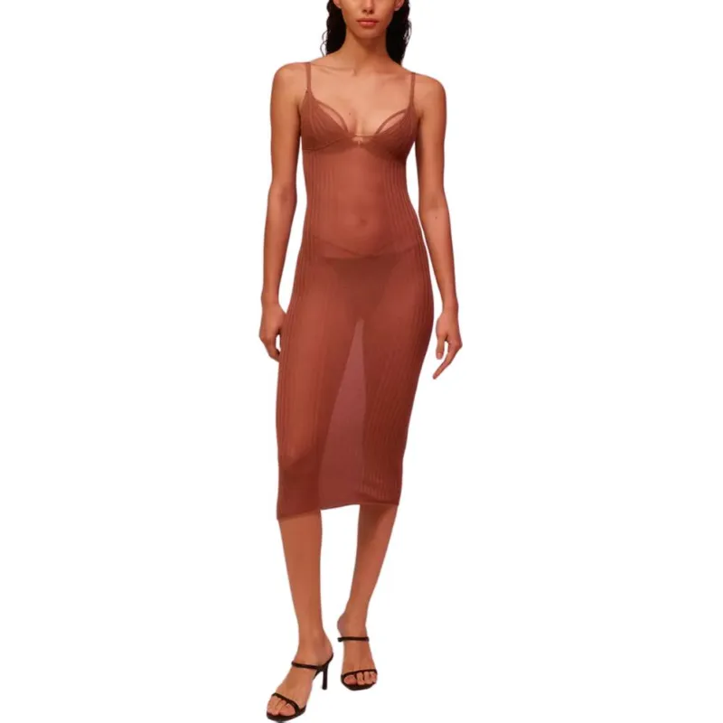 CALVIN KLEIN Slip Dresses Women's Cognac-1