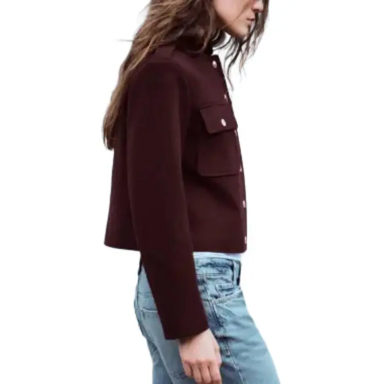 ZARA Jackets Coats Women's Burgundy Red-3