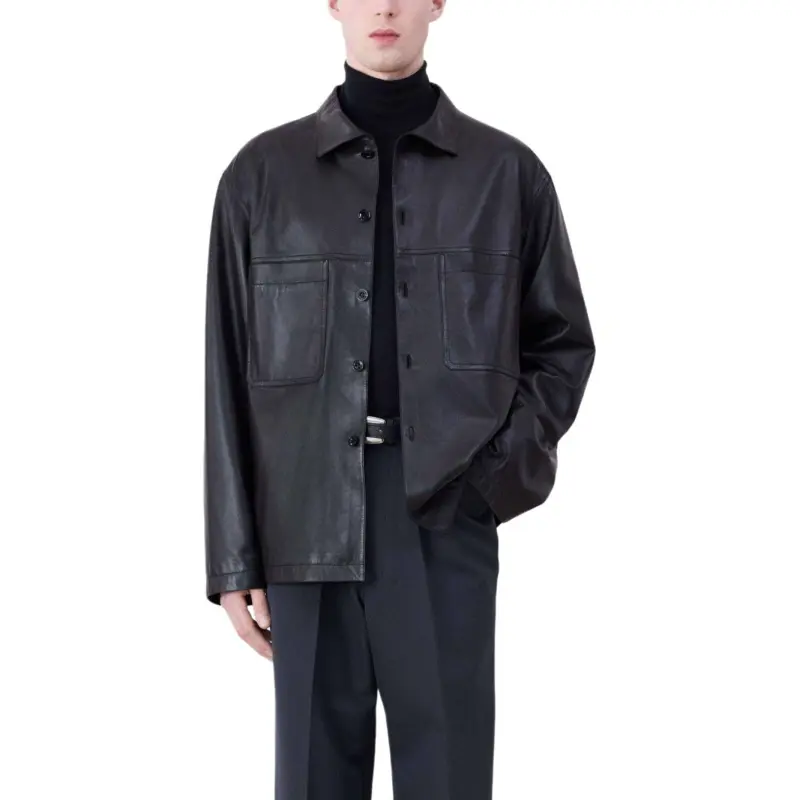 Lemaire Stand Collar Leather Jacket-2