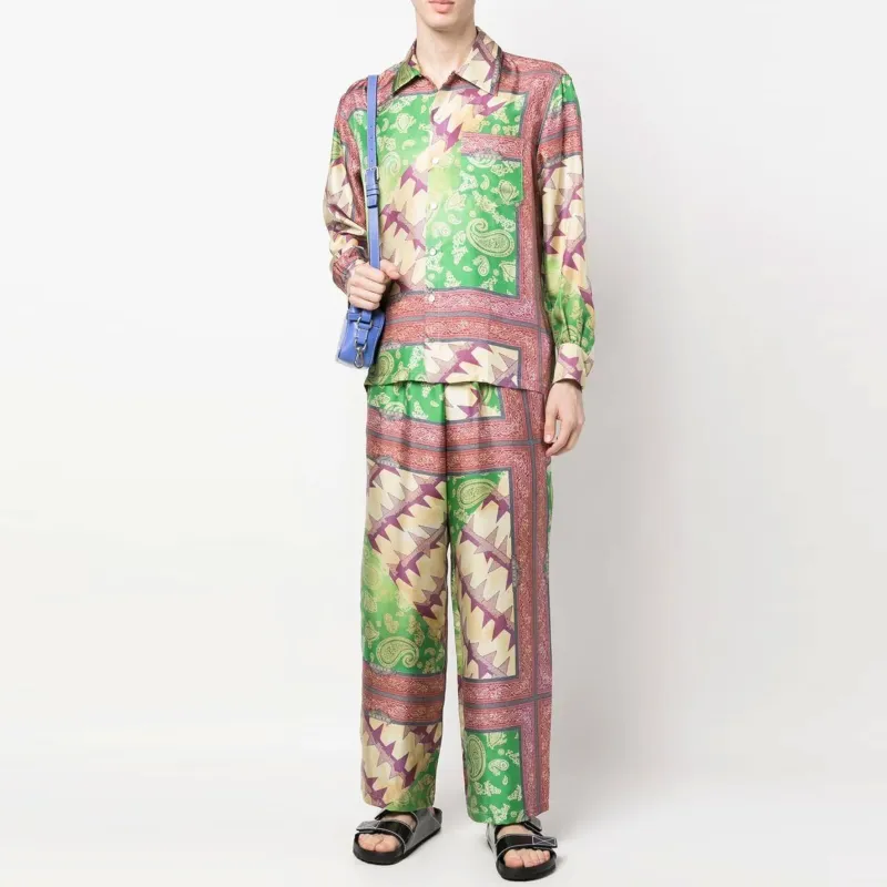 Aries Paisley Print Wide Leg Pants-1